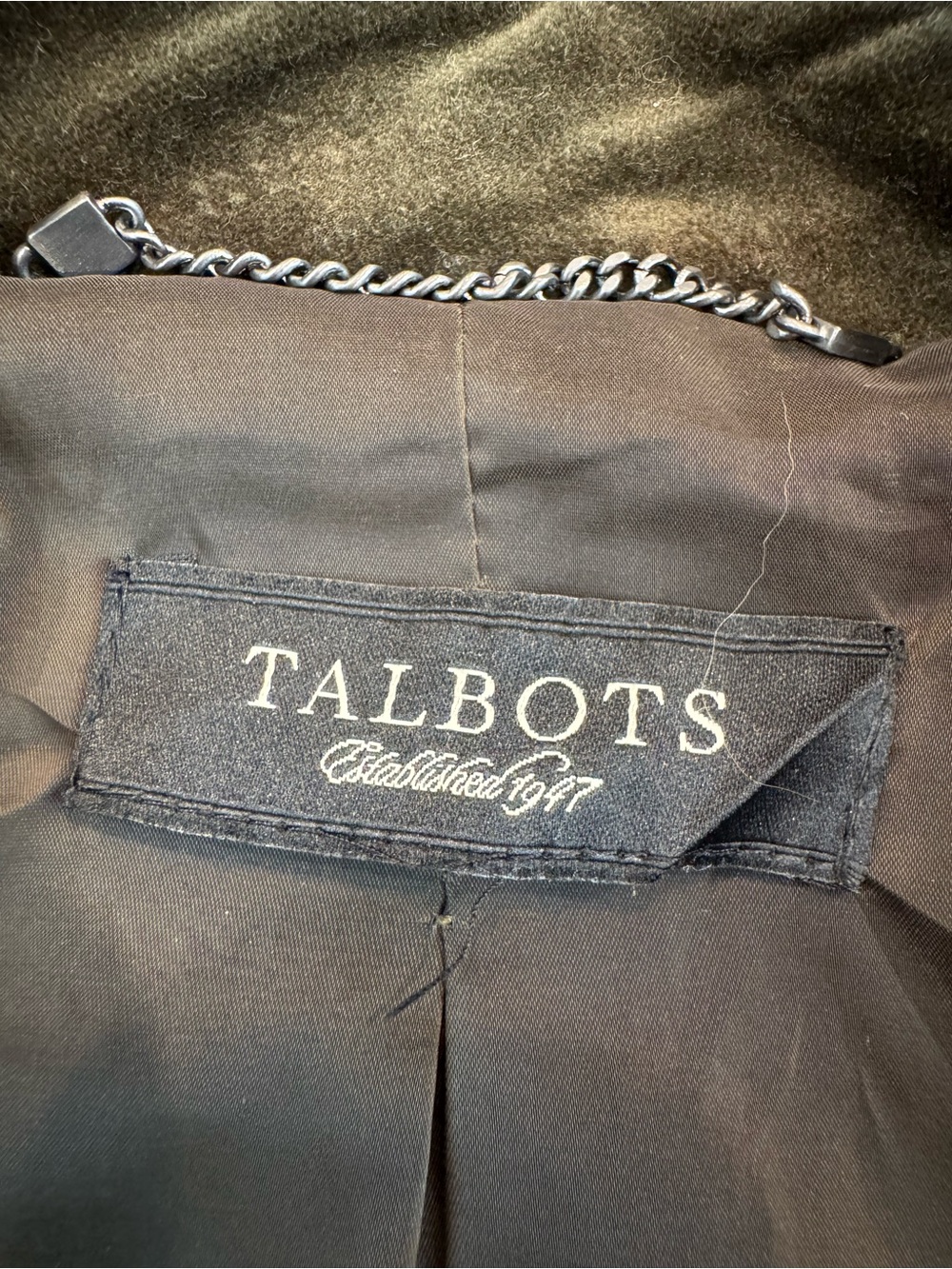 Talbots Olive Green Velvet Double Breasted Blazer Jacket Military Quiet Luxury - Picture 9 of 11